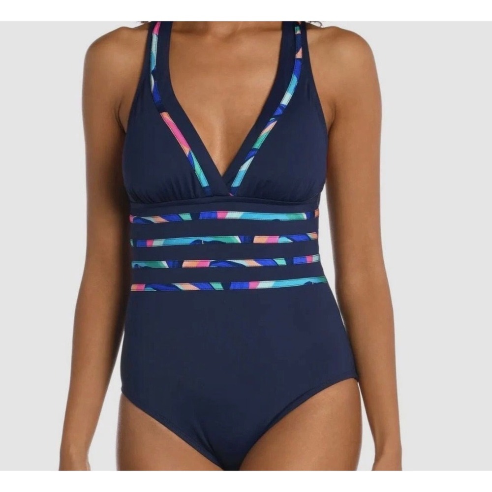 La Blanca One Piece Swimsuit Women Size 8‎ Strappy Minimalist Resort Vacation